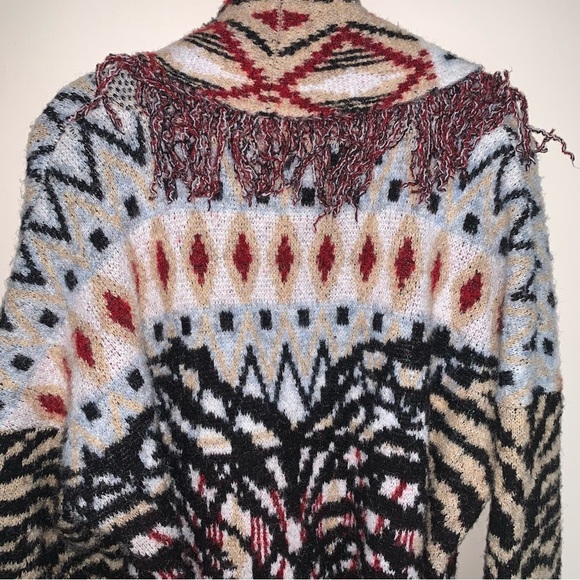 Anthropologie Paloma Fringed Cardigan Animal Print Fringe XL - Picture 14 of 15